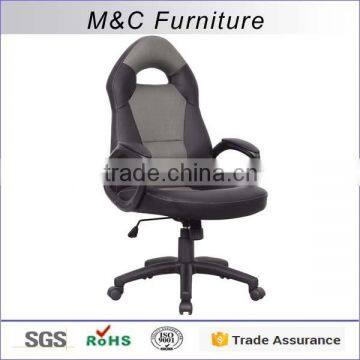 Grey color nylon material durable racing office chair with loop armrest