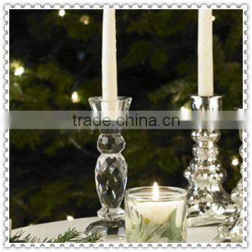 Clear Crystal Pillar Light Holder For Holiday Home Adornment