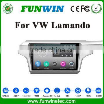 Funwin china factory oem 10.1 inch double din Car GPS navigation support 3G/WIFI/DVR for VW Lamando