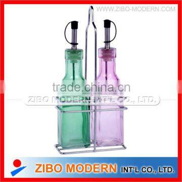 Oil vinegar condiment bottles/glass canister