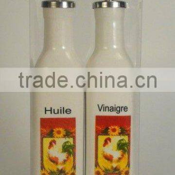 2pc oil/vinegar ceramic bottle set