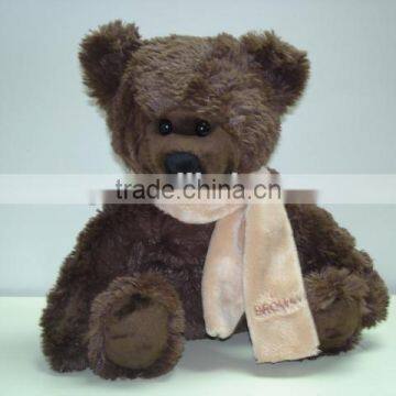 Custom-Made Cute Scarf Brown Stuffed Plush Animal Bear Toy