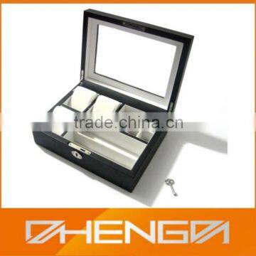 High quality factory customized made wooden box covered with leather for jewelry (ZDS-JS1430)