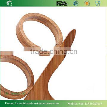 WR011/Natural Solid Bamboo Wine Rack Single Wooden Bottle Wine Glass Holder Antique Display Wine Bottle Holder photo-3