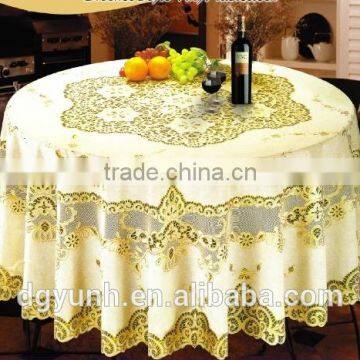 2015 Newest round embroidred printed pvc table cloth with straight/lace /wave edge