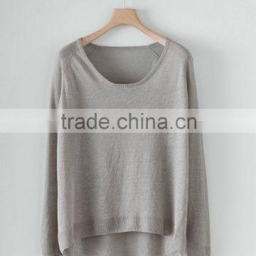 15JWL0225 Woman Linen Summer Wear Crew Neck Jumpers photo-1