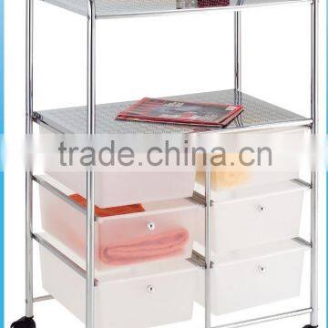 3 tier double drawer storage organizer rolling with 2 tier shelf trolley cart