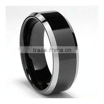 Simple style black Tungsten carbide mens ring