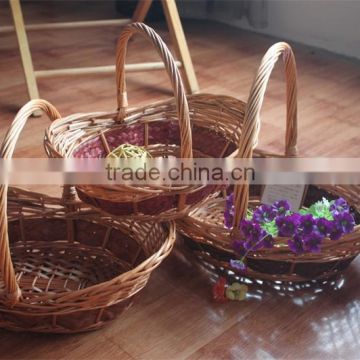 set 3 willow stock basket; wicker flower/fruit basket