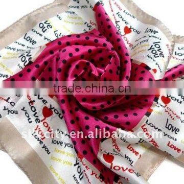 Promotion Winter Hand Print Colorful Twill square silk scarf 90x90