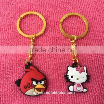 Cute logo silicone/pvc keychain with gold metal link