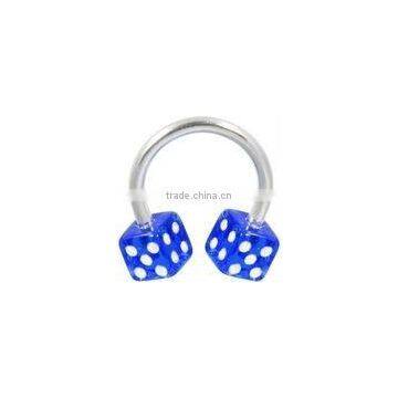 Fashion 316L stainless steel with dice circular rings body piercing jewelry