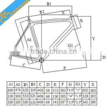 New Arrival Chinese Carbon Bike Frame Size 50 53 55cm Carbon Bike Frame Use for Road Bicycle