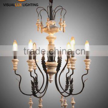 Vintage Industrial Lighting IC2065-6ADA-CW Classic Chandelier Lamp French Antique Furniture Wooden Pendant Light