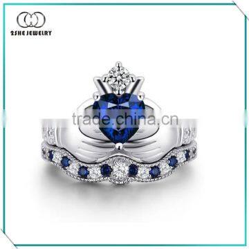 High Quality Sapphire Claddagh ring sets