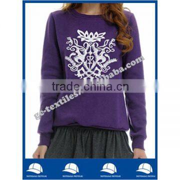 Girls' Leisure Purple Fleece Sweater with white logo printed