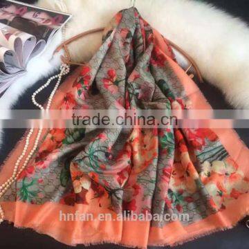2017flower Top Quality 100% Silk Habotai Printed Square Scarf photo-5