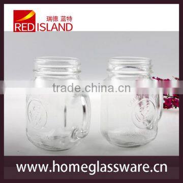 glass mason jar with handle