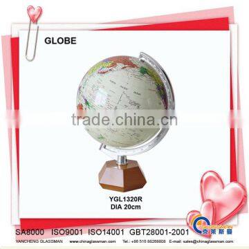 plastic deskpot globe with wood base YGL1320R plastic vintage world tabletop globe