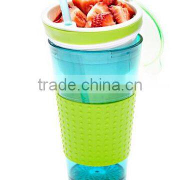 Plastic 2 in 1 Snack & Drink Cup,Travel Cup Snack Drink in One Container
