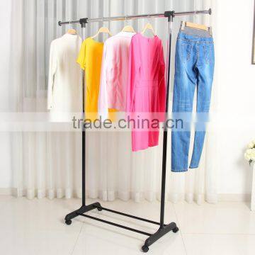 Single Garment Rack Grey Clothes Portable Hanging Rail two lockers Wheels