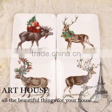 Ceramic square plate porcelain square plate promotion christmas square plate