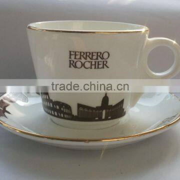 250ml Golden Printing Porcelain Mug , Golden Porcelain Saucer, Golden Printing Porcelain Bowl ,golden Printing Spoon photo-3