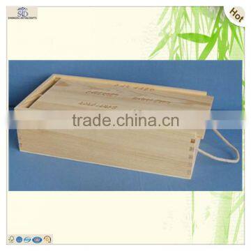 String Handle 2 Bottles Sliding Lid Wine Suitcase photo-5