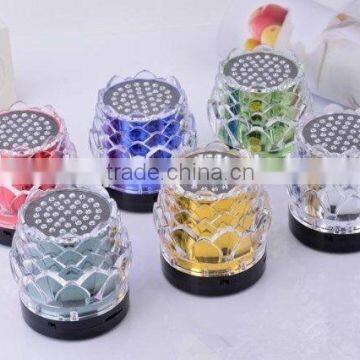 New Arrival Crystal Lotus Transparent Colorful Light Speaker USB Mini Speaker Creative Speaker With Radio Function photo-3