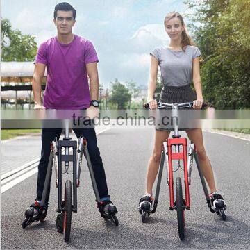 Newest Model Four wheel Roller Skating Shoes bike Folding Four wheel Skating Bike with Roller Skating Shoes For Adult