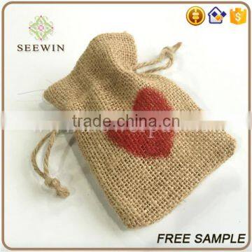 high quality heart pattern personalised jute bag