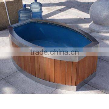 Arlau Outdoor Wood Oval Planter Flower Pots photo-2