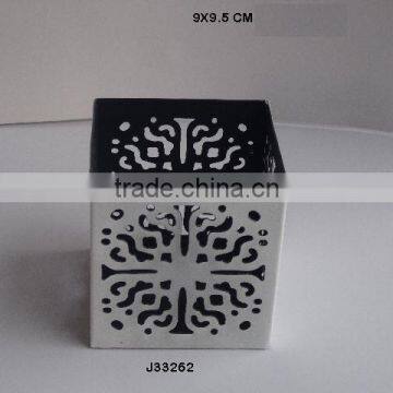 Square shape White and Blue colours Iron votive rectangular bowl shape