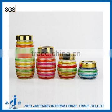 decorate colorful glass meterial canning jars for gift lollipop with screw golden lids