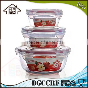 NBRSC plastic airtight food container snap close click type round shape food storage box