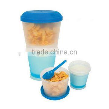 Two in One Take It To Go Container Milk Cereal Snack Healthy Eat Meal Box