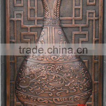 Bronze flower pot style relief wall sculpture