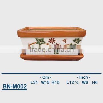 Vietnamese Ceramic Hand Carved Bonsai Mini Flower Pot BN-M002