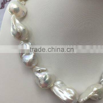 White 26mm Large Baroque Freshwater Pearl Necklace Designs photo-2