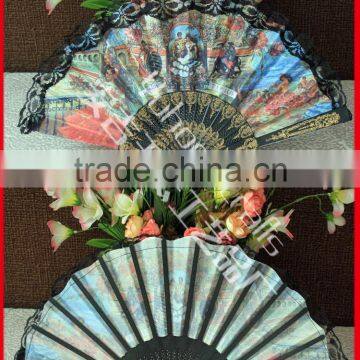Spanish decoration fan with plastic ribs