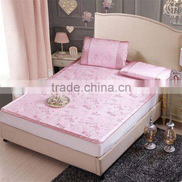2016 New Summer Queen/Full/Twin Size Bedding Mat Kit Ice Silk Three Piece Set Mat Cartoon KT Cat Mattress Cover photo-2