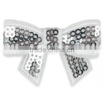 4.5cm Fashion Sequins Bows Plain Light Grey Bows Newborn Baby Girls Hair Bows