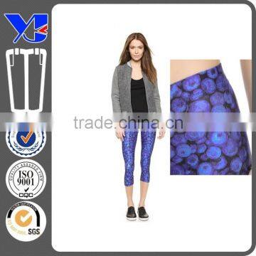 Three quarter royal navy printed fitness leggings