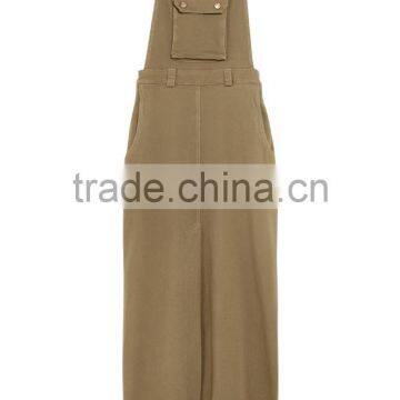 Army-green Stretch-cotton Faille Maxi Dress Snap-Fastening Shoulder Straps Names Of 15 Years Girl Without Dresses 2016 HSD5698 photo-5