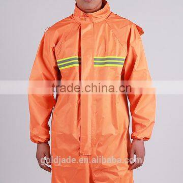 High Visibility Safety Orange Rain Gear Wear Rain Suit Polyester /pvc Nylon/Rubber Rain Coat Waterproof