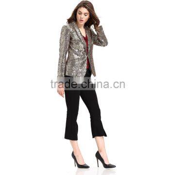 Domin Fashion Latest Sequin Fabric Women Coat Guangzhou Factory photo-4