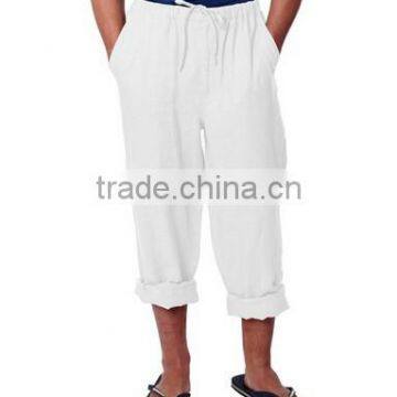 Men's White Drawstring Linen Pants