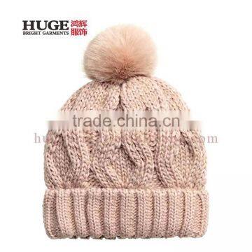 New Fashion Style Acrylic 70% Wool 30% Cable-knit Beanie Winter Hat