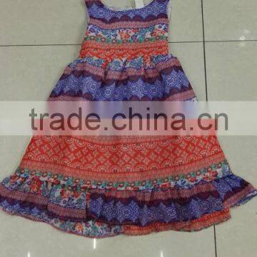 Yiwu stocks lots girl's colorful fashion printed dress