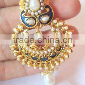 Bollywood Polki Gold Tone Dangler EARRINGS photo-2
